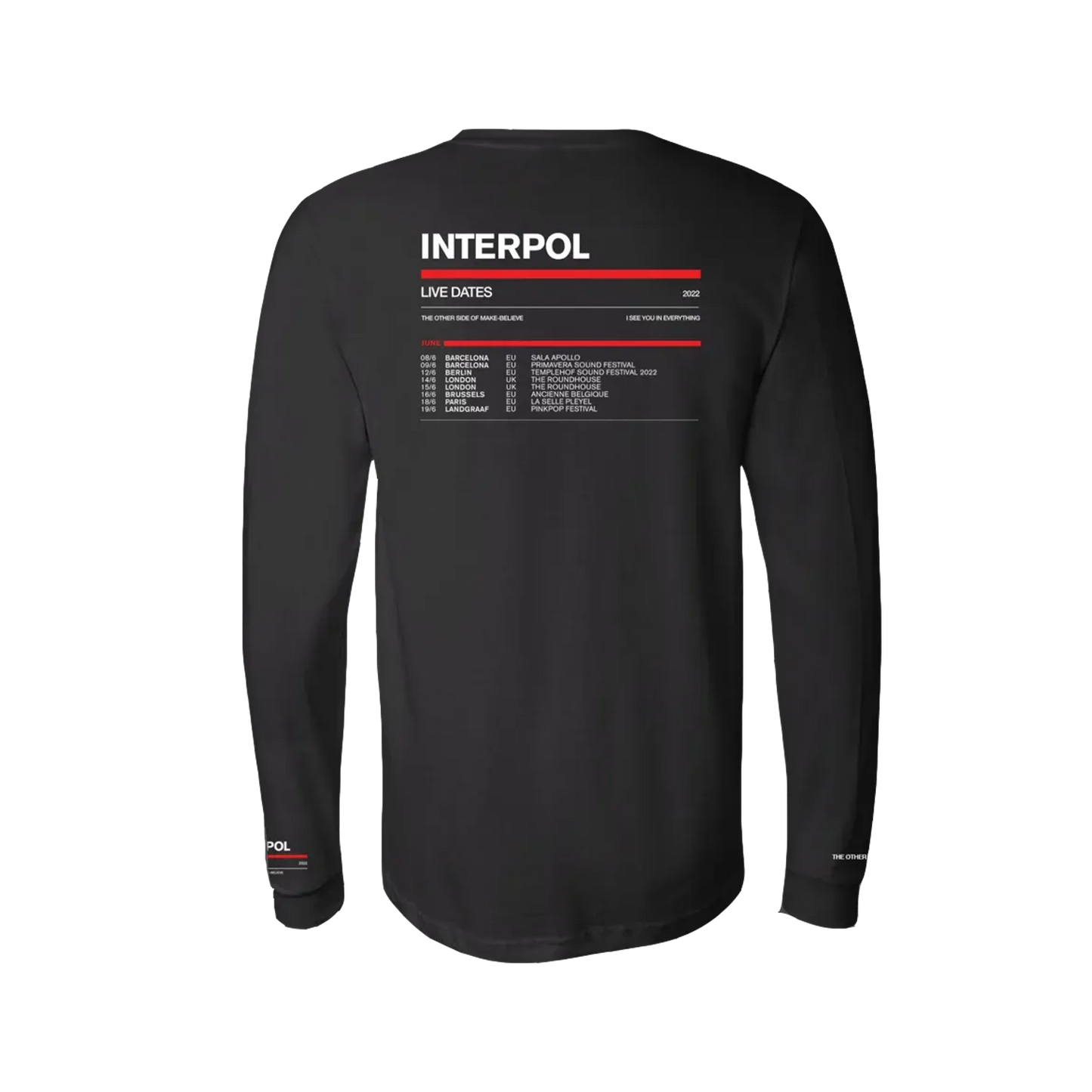 Interpol Tour Dateback Long Sleeve